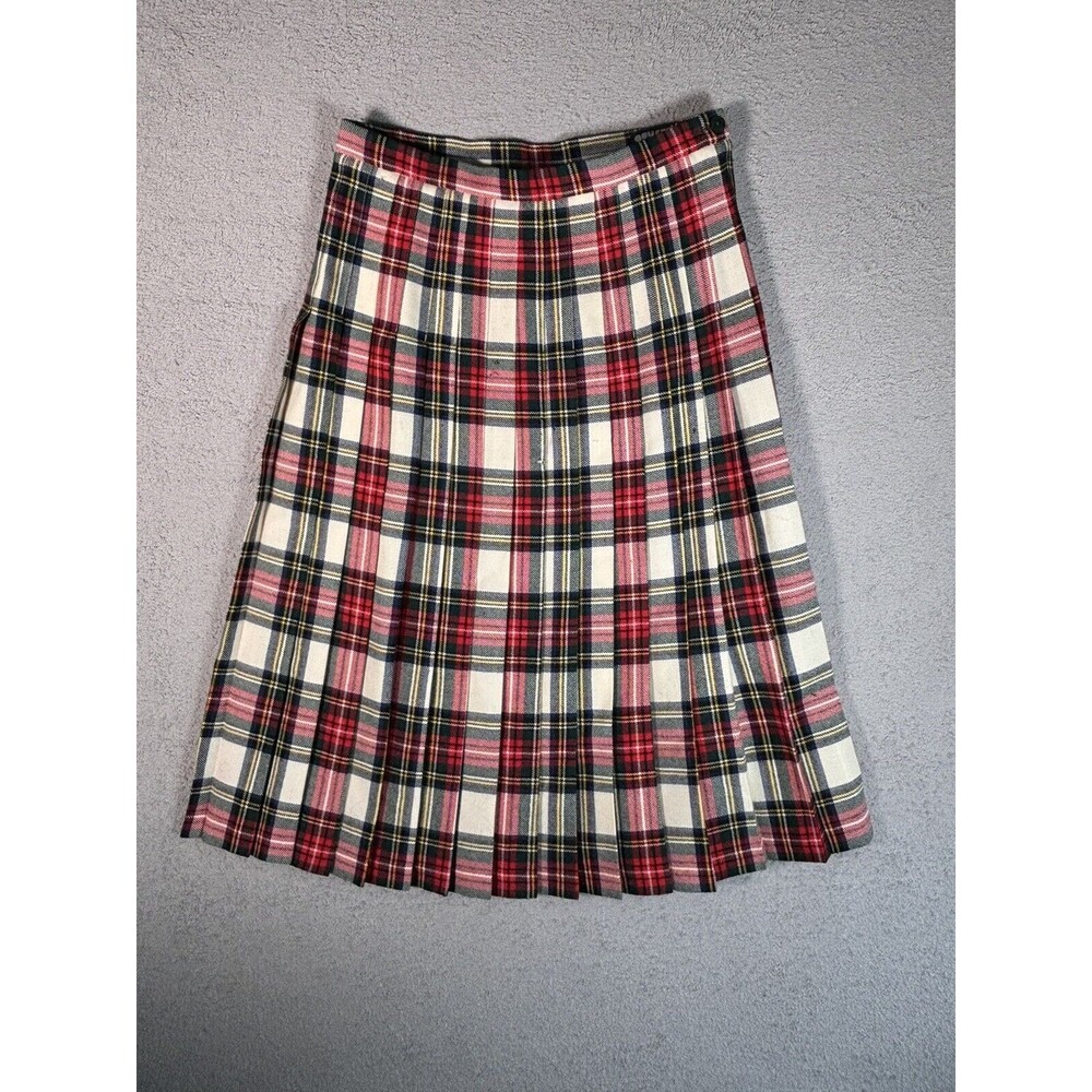 Vintage S-M Guy Curtis Midi Tartan Plaid Pleated School Skirt Light Academia‎
